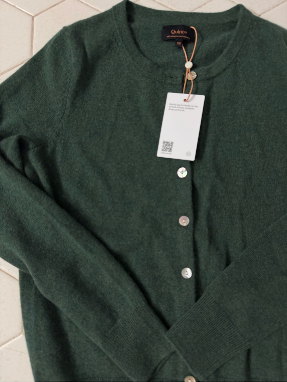 Quince Forest Green Cashmere Crewneck Cardigan - Picture 5 of 8